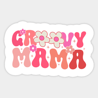 Retro Groovy Mama Matching Family 1st Birthday Party Sticker